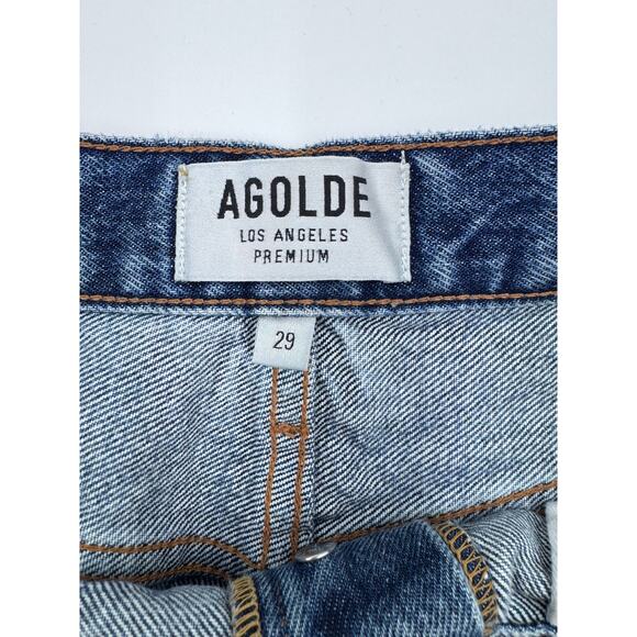 AGOLDE Womens Distressed Cutoff Denim Shorts - Picture 3 of 5